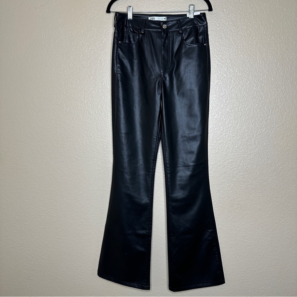 Zara Faux Leather Flared Pants - Picture 5 of 12